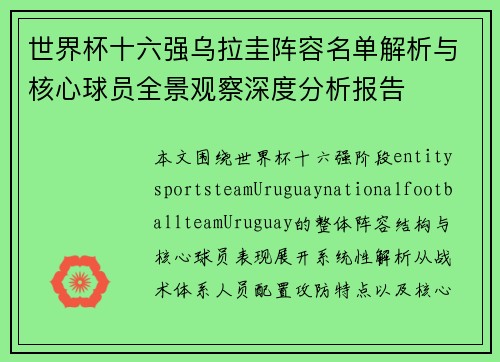 世界杯十六强乌拉圭阵容名单解析与核心球员全景观察深度分析报告